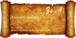 Zsinkó Anikó névjegykártya